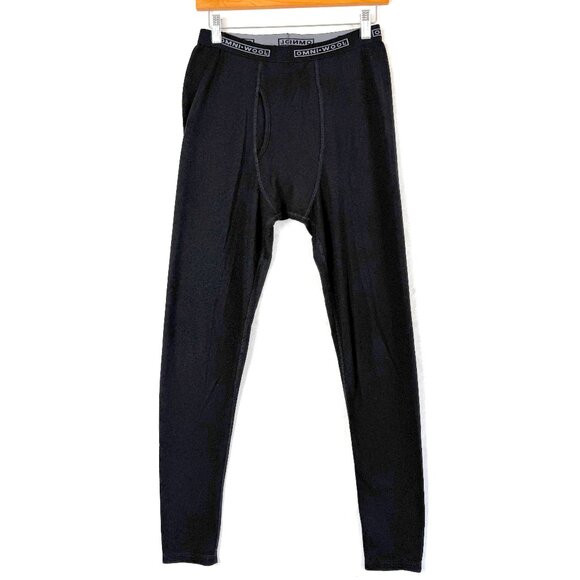 Omni-Wool Wool Blend Base Layer Outdoor Elastic Waist Pants Mens S Black - Picture 1 of 7
